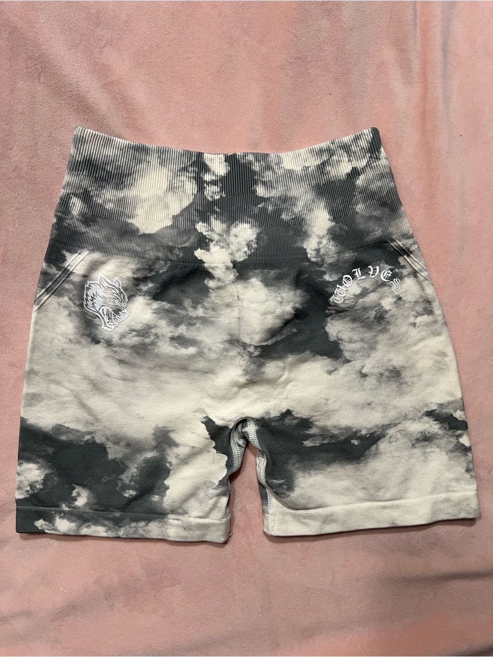 Darc Sport Gray and White Cloud Tie-Dye Athletic Shorts
